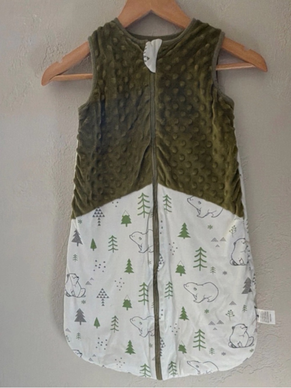 Baby Sleep Sack Minky Dot Woodland Bear Trees Wearable Blanket Unisex  12-18 M